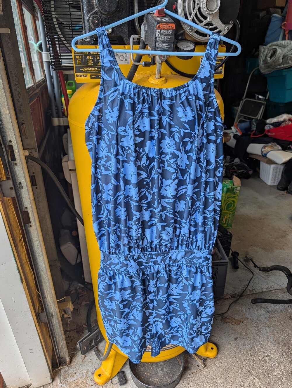NWOT Bloomchic One Piece Blue Floral Romper Swimsuit Size 14/16
